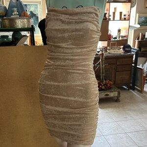 Rhapsody Champagne Velvet Mini Dress